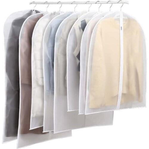 Wardrobe Storage Bags Transparent Suit Cover Case For Dress Clothes Coat Garment Dustproof Covers With Zipper Home Travel Use