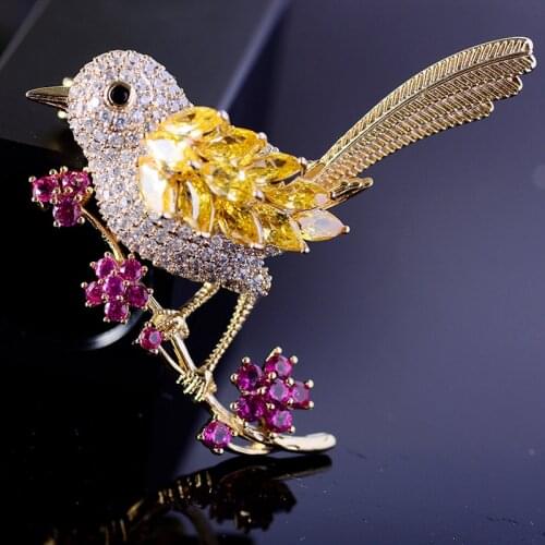 Luxury Zircon Bird Branch Brooch Ladies Crystal Flower Brooch Collar Brooch Brooch Animal Ornament Christmas Gift