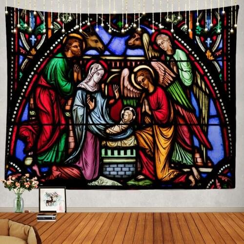 Christmas Stained Glass Angel Custom Psychedelic Tapestry Decorations