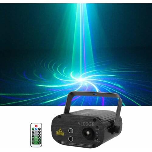 Sharelife Mini 9 Blue Green Gobos Mixed Blue LED DJ Laser Light Remote Control Speed Gig Home Party Show Stage Lighting SL09GB