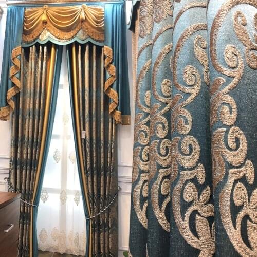 European style Curtains for Living Room Bedroom Chenille Embroidered Curtains Window Luxurious atmosphere duple building