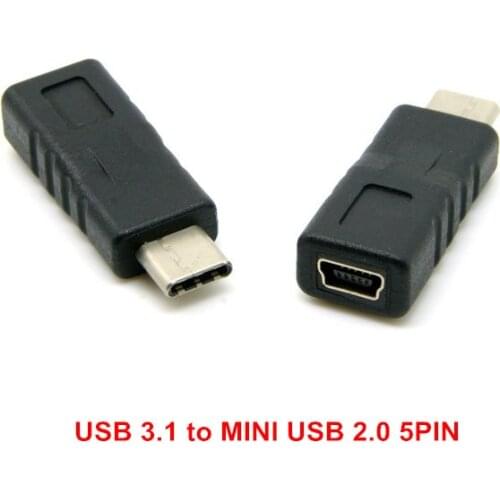 USB 3.1 Type C Male Connector to Mini USB 2.0 5Pin Female Data Adapter
