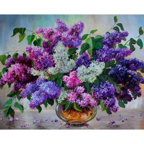 Patterns Rhinestones Lilac flowers 5d Diy Diamond Painting Diamond Embroidery full square mosaic Pictures new hobby hcr11