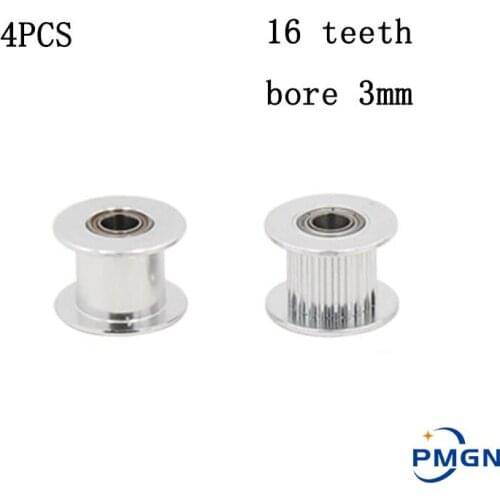 High quality 4Pcs GT2 Pulley 16 With Teeth or Without Teeth Pulley Timing Gear Bore 3 MM GT2 belt Width 6 MM For 3D Printer 3x6