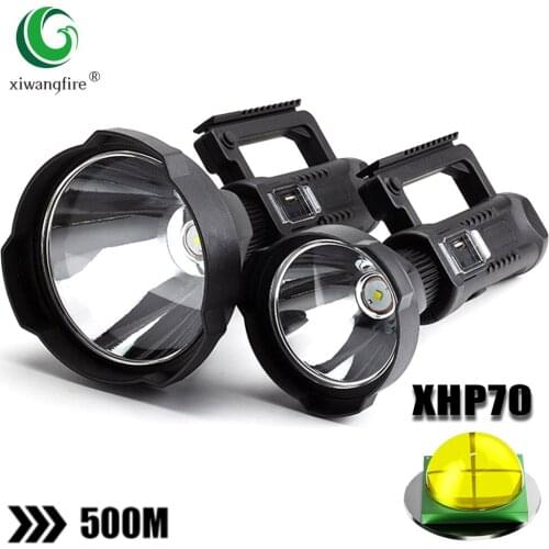 XHP70 Super Long Shot Portable Searchlight Outdoor Lighting LED Flashlight Waterproof Rechargeable Flashlight Power Bank