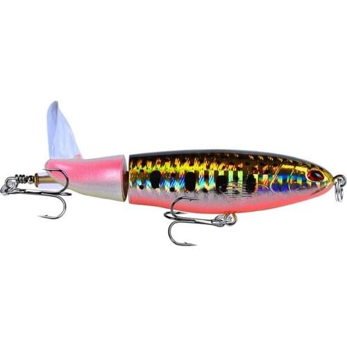 YUZI Rotating Tail Topwater Wobblers Popper Fishing Lure Trolling Minnow whopper plopper Bionic fish artificial bait 11cm 15g