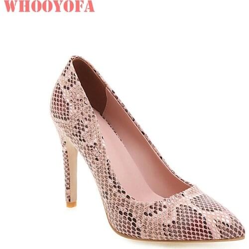 Brand New Elegant Pink Red Snakeskin Women Formal Pumps Thin High Heels Office Lady Shoes WH362 Plus Big Size 12 43 45 48