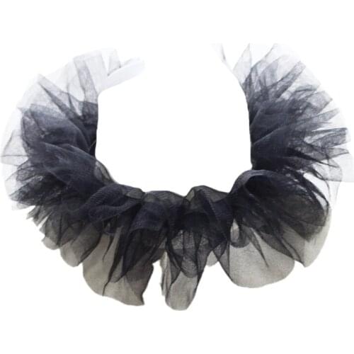 Women Renaissance Tulle Fluffy Ruffled Fake Collar Vintage Layered Mesh Small Neck Ruff Lace-Up Decorative Clown Choker Wrap Cos