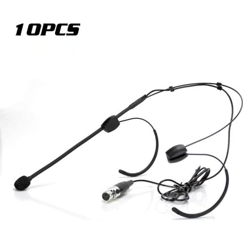 10Pcs Mini XLR 3 Pin TA3F Double Earhook Headset Microphone System For SAMSON PXD2 UT1 T32M Wireless Mic Bodypack Transmitter