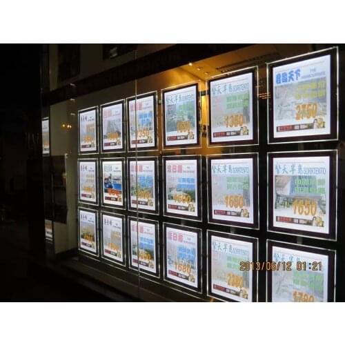 18PCS Led Window Display,Estate Agent Acrylic Poster Frame Light Panel,A4 Single Sided Cable Wire Hanging Systems Kits