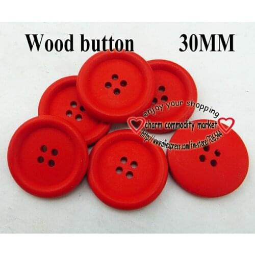 20PCS 30MM red painting wooden buttons sewing clothes boots coat accessories MCB-837