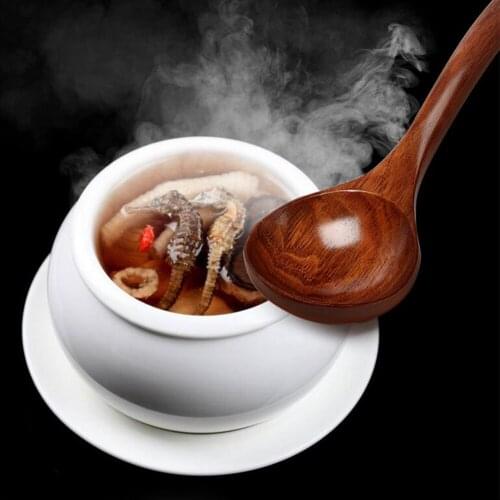 2019 1PC Large Long Handle Natural Wooden Cooking Scoop Catering Tableware Kitchen Utensils Rice Soup Spoon Kitchen Supply 1075C