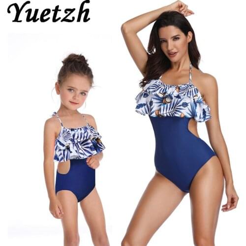 2019 New kids girls one piece swimwear women swimsuit one piece mother daughter child family swimming swim beachwear suit