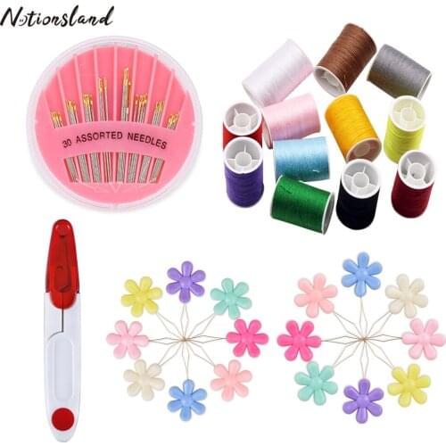 30pcs/set Sewing Kit with Sewing Threads Plum Needle Threader &Yarn Scissors Assorted Hand Sewing Needles DIY Sewing Supplies