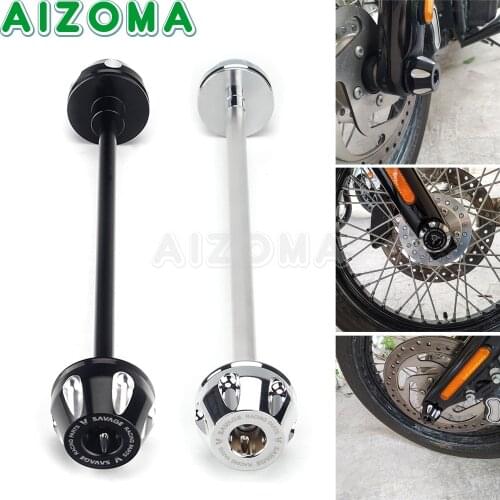 3D Engraved CNC Front Axle Fork Crash Sliders Motorcycle Wheel Protector For Harley Softail Fat Boy FLFB FLSTFSE FLSTF 2018-2021