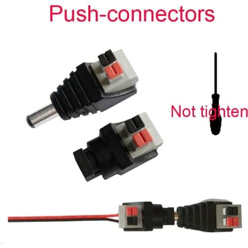 50pcs 5.5*2.1mm Male Female DC Connector to Power Adapter For 5050 3528 Single Color Led strip Pressed Connected No Screws
