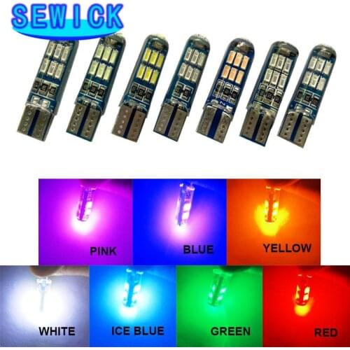 500Pcs T10 Silicone 3014 15SMD Led W5W 192 168 Clearance light Wedge Side lamp Parking License Plate bulb Car Styling
