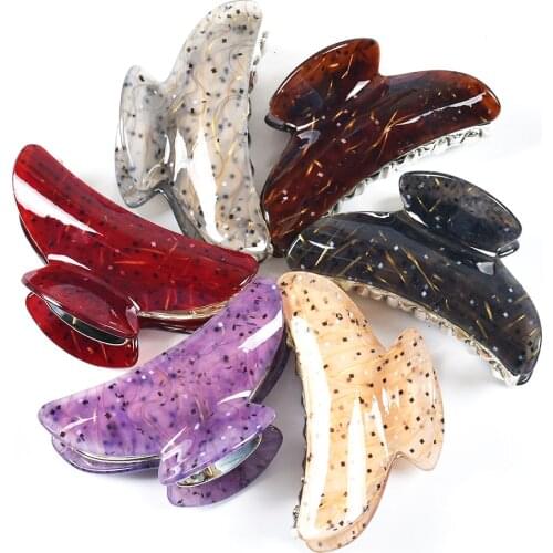 9CM Fashion Gold line stripes Acrylic Hair Claws Large For Girls Clip Korean Haircrab Accessories Women Big Hairclaw 2021