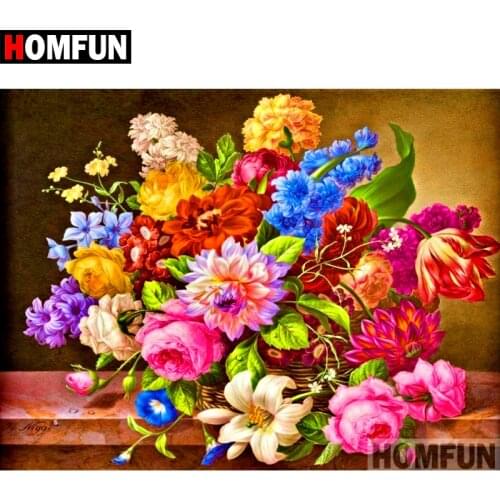 HOMFUN Full Square/Round Drill 5D DIY Diamond Painting "Blooming flower" Embroidery Cross Stitch 5D Home Decor Gift A10105