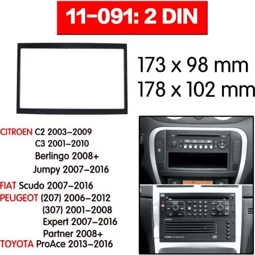 Car Radio frame Audio Fascia For CITROEN C2 C3 Berlingo 2008+ Jumpy FIAT Scudo 2007+ Car Stereo Radio Fascia Panel Adapter