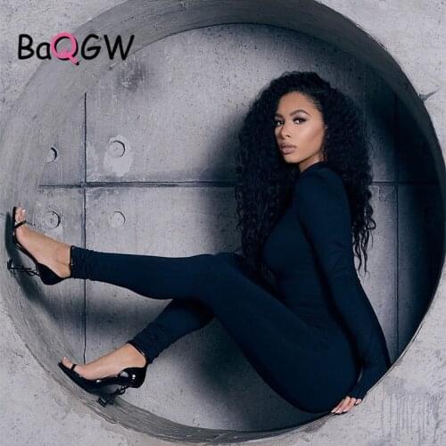 BaQGW Solid Black Leggings Skinny Rompers Overalls Women Sporty Streetwear Sexy Turtleneck Long Sleeve Jumpsuits Female Outfits