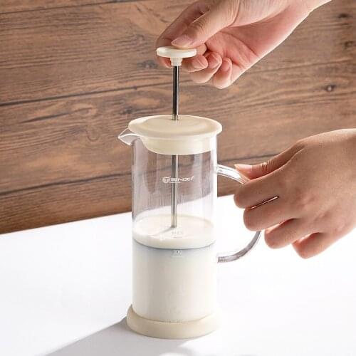 Household manual milking machine milk blender glass coffee black tea flower bubbler transparent belt scale