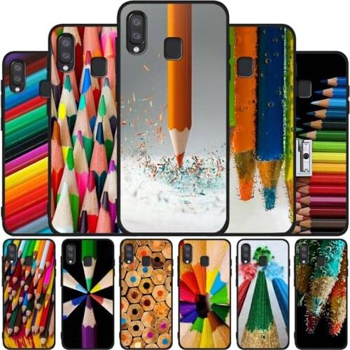 Rainbow Macro Pencil black soft phone Case For Samsung A10 20 30 40 50 30S 50S 60 70 M10 M30S M40 A31 51 71 A20E A10E A21S