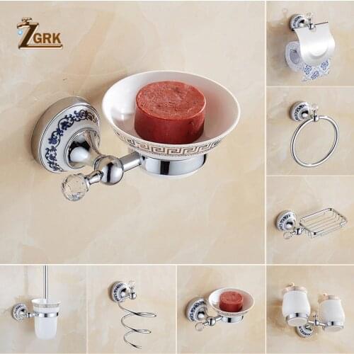ZGRK Paper Holder Crystal Solid Brass Gold Washroom Robe Hook Soap Holder Towel Bar Towel bar Cup Holder Bathroom Accessories