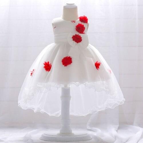 Toddler Flower Infant Baby Girl Dress Lace Bow Baptism Dresses for Baby Girls First Year Birthday Party Wedding Baby Clothes