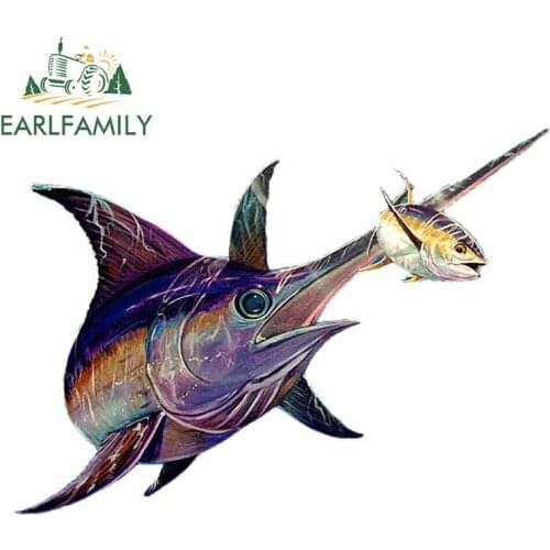 EARLFAMILY 13cm x 9.4cm for Swordfish Sword Tuna Fishing Funny Car Stickers Motorcycle RV VAN Accessories JDM Vinyl Comic Sign