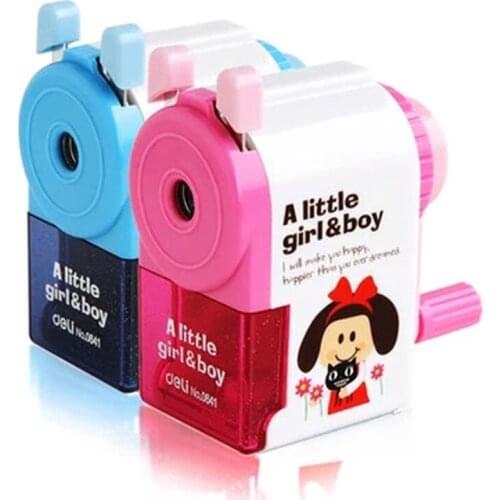 Cranked pencil sharpener Deli 0641 pencil sharpener machine Korean cute student stationery Free Shipping