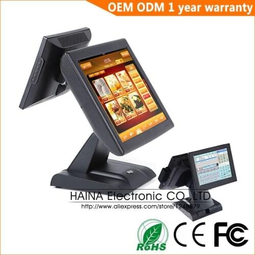 Haina Touch 15 inch Touch Screen Restaurant POS System Dual Screen POS Machine with Card Reader