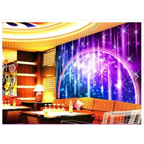 Customized 3d photo wallpaper 3d wall mural wallpaper Star light rainbow bar KTV background wall paper living room decoration