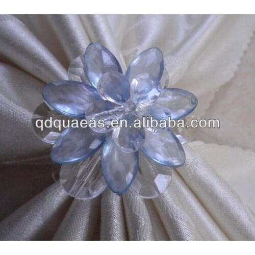 Crystal blue flower napkin ring, beaded wedding napkin holder