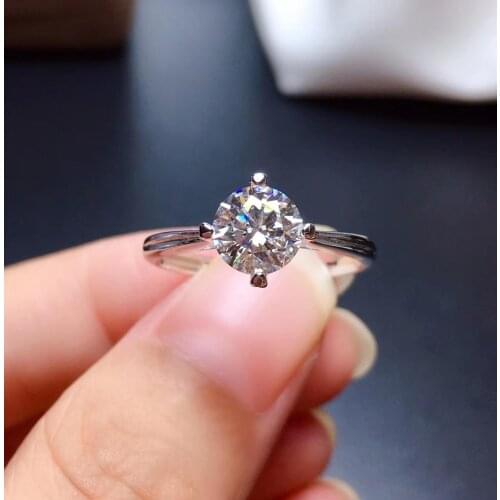 Exquisitie crackling moissanite gem ring women jewelry gift engagement ring wedding shiny better than diamond real 925 silver