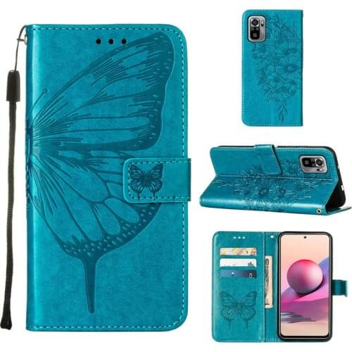 Butterfly flower Leather Phone Case For Xiaomi Redmi Note 10S 10 Pro 9 POCO X3 NFC F3 M3 Mi 11 Redmi K40 9T Wallet Flip Cover