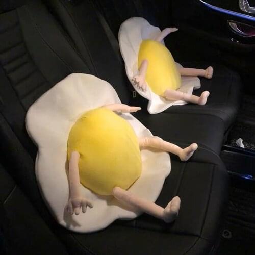 Creative Poached Egg Pillow Car Pillow Home Chair Lumbar Cushion Soft Simulation Plush Toys Adult Children Gift Home Decoration