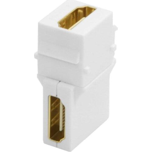 LBSC HDMI Keystone Jack, 90 Degree Right Angled HDMI Female To Female Adapter Coupling Keystone Insert Gold Plated (White)