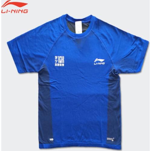 Li-Ning Men Short Sleeve Shirt Mens Running T-Shirts Quick Dry Sport T-Shirts lining Fitness Gym Running Shirts Sportswear