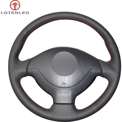 LQTENLEO Black Genuine Leather DIY Hand Sew Car Steering Wheel Cover For Suzuki Jimny 2005-2014