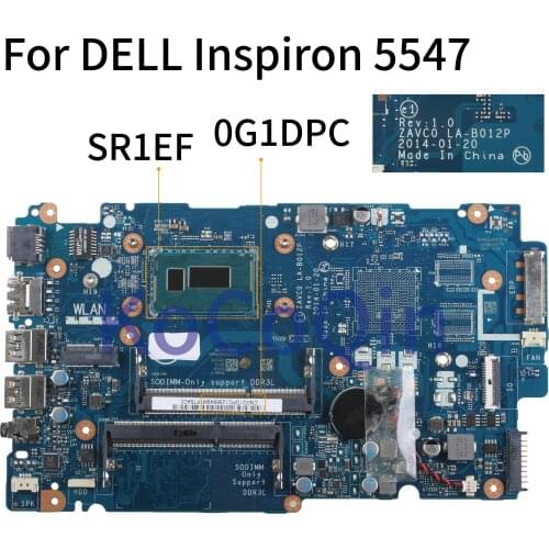 KoCoQin Laptop motherboard For DELL Inspiron 5547 Core I5-4210U Mainboard CN-0G1DPC 0G1DPC ZAVC0 LA-B012P SR1EF