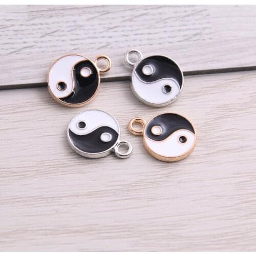 SWEET BELL 8pcs 12*16mm Two Color Alloy Metal Drop Oil Gossip Charms Pendant For DIY Bracelet Necklace Jewelry Making
