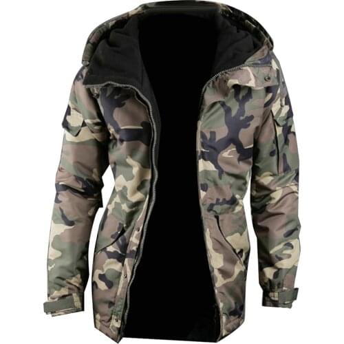 Fashion Winter Warm Men Jacket Coat Thicken Camouflage Print Pocket Jacket Zipper Long Sleeve Coat For Mens Clothing