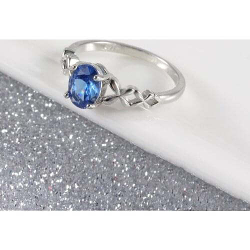 Fashion Blue Cubic Zirconia Ring Lady Engagement Jewelry Valentines Day Gift For Girlfriend Women Intersecting Hollow Girl Ring