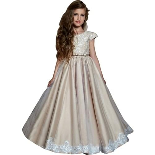 Fancy little girls dress children kids evening dress ball gown fantasia infantil para menina cap sleeve flower girls dresses