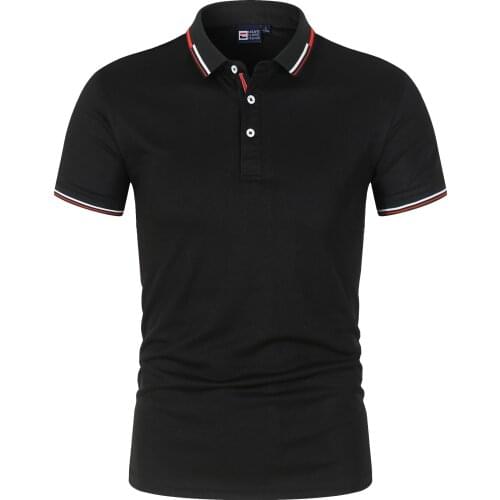 New Mens Black Stand Collar Polo Shirt Mens Casual Fashion Pure Cotton Polo Shirt Mens Short Sleeve High Quantity Polo Men