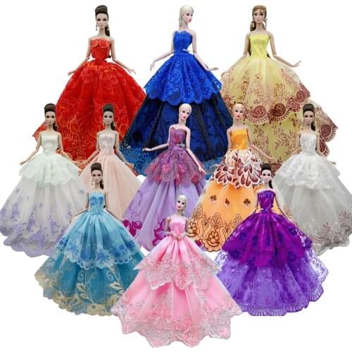 NK 2020 Newest Doll Dress Handmade Party Wedding Clothes Top Fashion Dress For Barbie Doll Accessories Child Toys Gift JJ