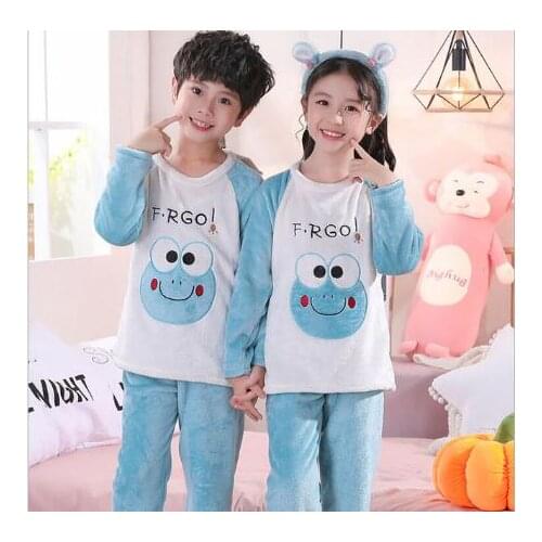 New Baby Boy Girl Clothes Pajamas Set Flannel Fleece Toddler Child Warm Catoon Bear Sleepwear Kids Home Suit Winter Fall Spring