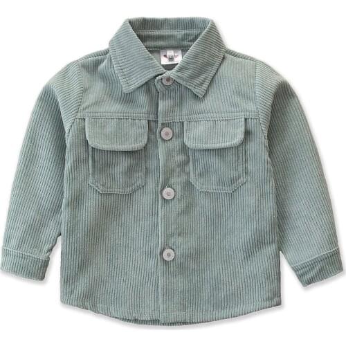 New Kids Baby Long Sleeve Pocket Coat Stylish Lapel Solid Color Top for Children Boys Girls