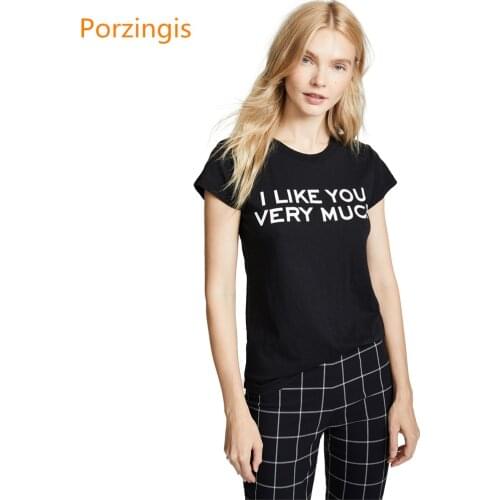 Skinny Bis Tee Fashion Summer T Shirt I Like You Very Much Women Tops Black T Shirtst Female Camisetas